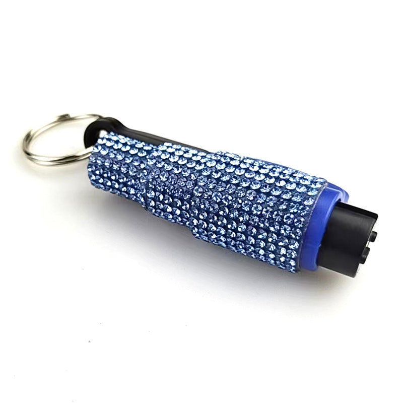 Wholesale Leopard Print Car Key Life Hammer with Diamond Car Plastic Keychain